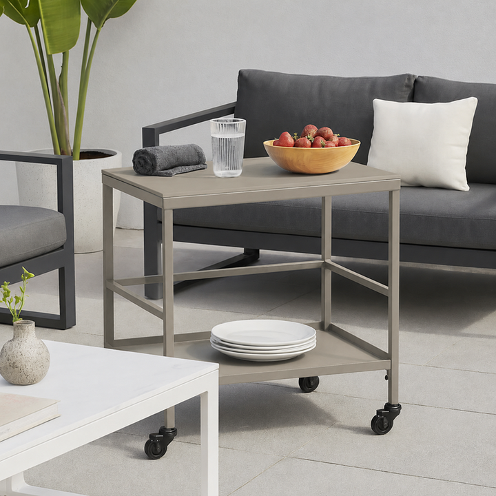 Vielseitiger Outdoor-Wagen Beistelltisch - 2-stufiger beweglicher Stauraum für Gärten &amp; Außenpatios 