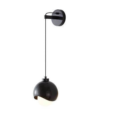 Modern Minimalist Spherical Copper Shade Glass 1-Light Wall Sconce Lamp