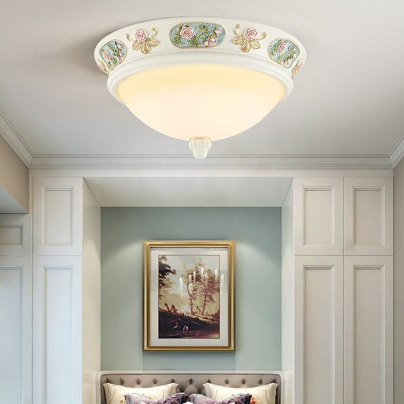 Lámpara de Techo Empotrada Redonda de Resina Francesa Tradicional de 3/4 Luces para Dormitorio 