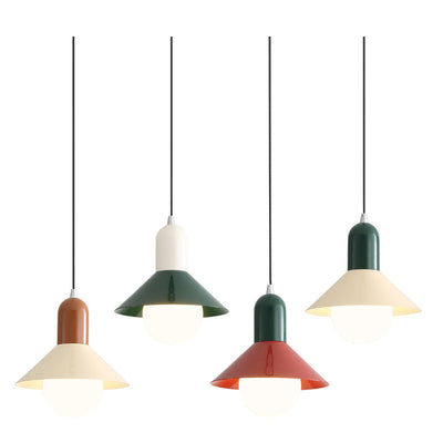 Contemporary Simplicity Macaron Iron Geometric Cone Shape 1-Light Pendant Light For Living Room