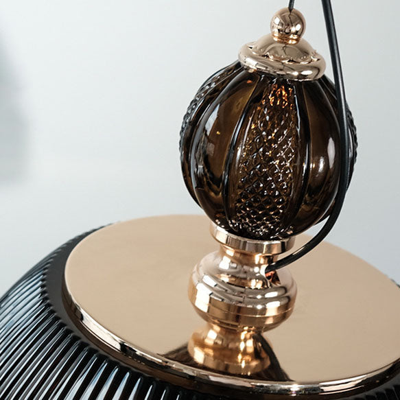 Japanische Retro Dunkelgrüne Glasschirm Pendelleuchte mit 1 Licht 