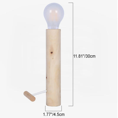 Japanese Creative Wooden Human-Shaped Shelf Column 1-Light Table Lamp