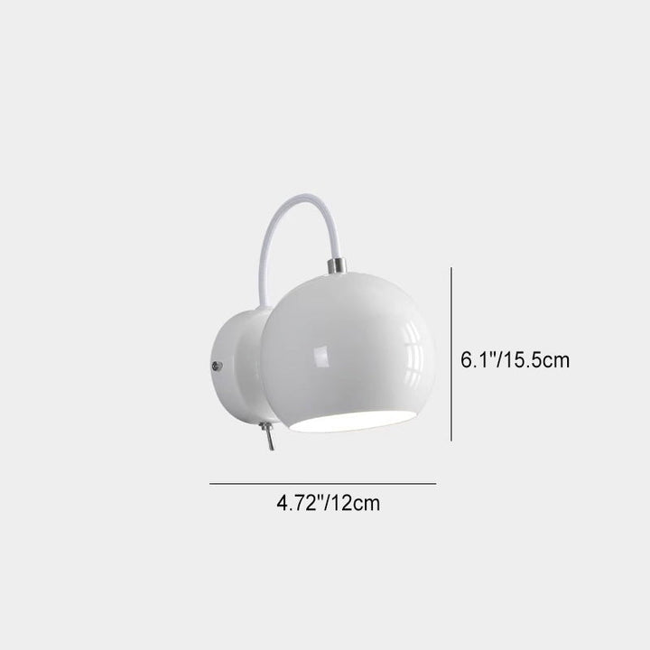 Applique murale moderne minimaliste en fer et aluminium crème sphérique à 1 lumière pour chambre 