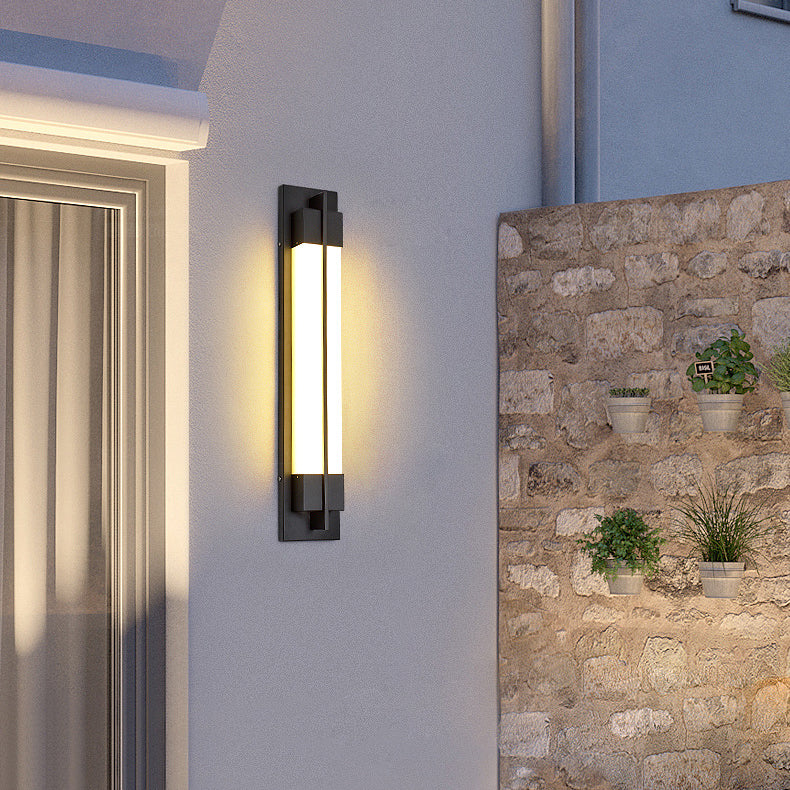 مصباح حائط LED مقاوم للماء بشكل مستطيل من الأكريليك بتصميم تقليدي يشبه الرخام الصيني للاستخدام في الفناء الخارجي 