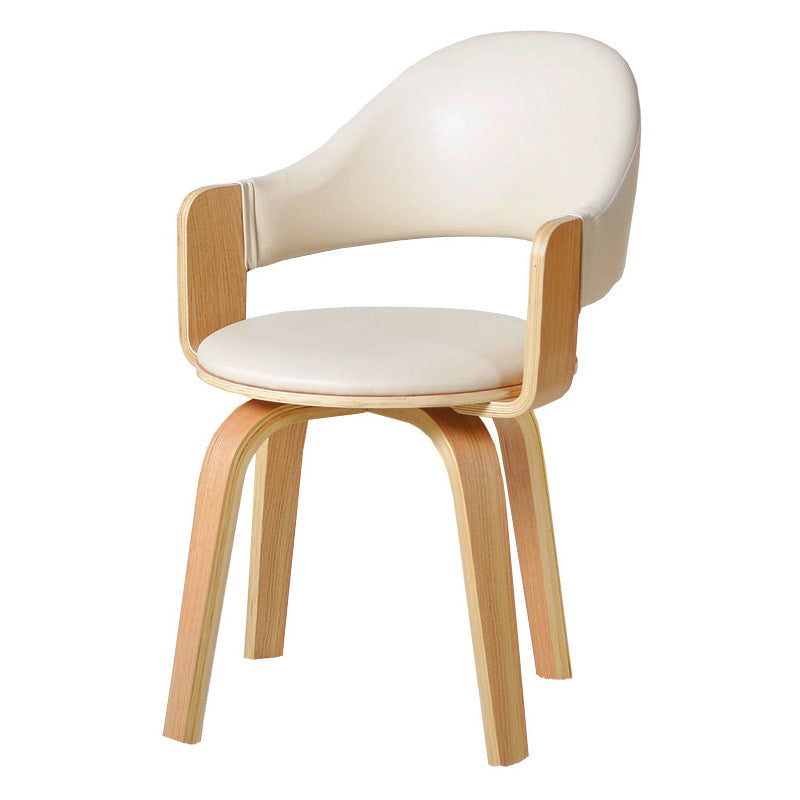 Zeitgenössischer nordischer PU-Leder gepolsterter Holzrahmen ergonomischer Drehstuhl mit Rückenlehne und Armlehne für das Home Office 