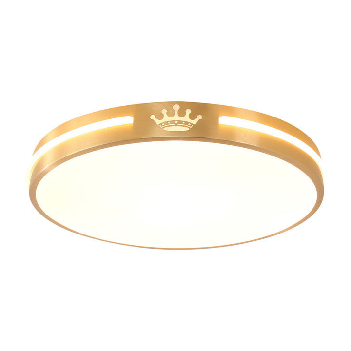 Lumière de plafond LED moderne minimaliste ronde en acrylique et cuivre pour salon 