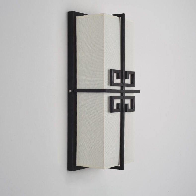 Lámpara de Aplique de Pared de 2 Luces de Tela de Hierro Rectangular Tradicional China para Sala de Estar 