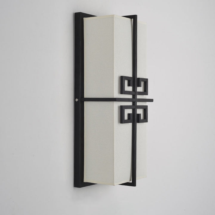 Lámpara de Aplique de Pared de 2 Luces de Tela de Hierro Rectangular Tradicional China para Sala de Estar 