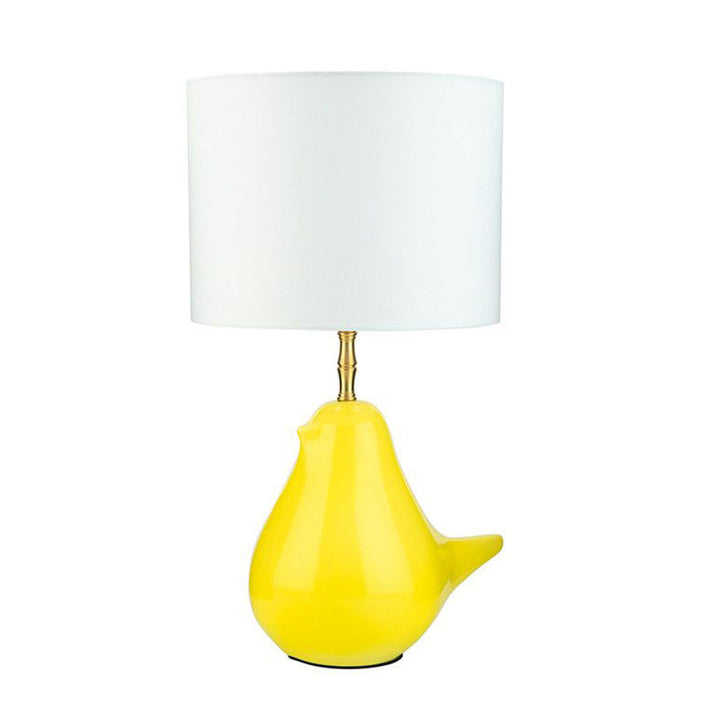 Lampe de table à 1 lumière avec base en céramique et abat-jour cylindrique en tissu créatif contemporain pour chambre 