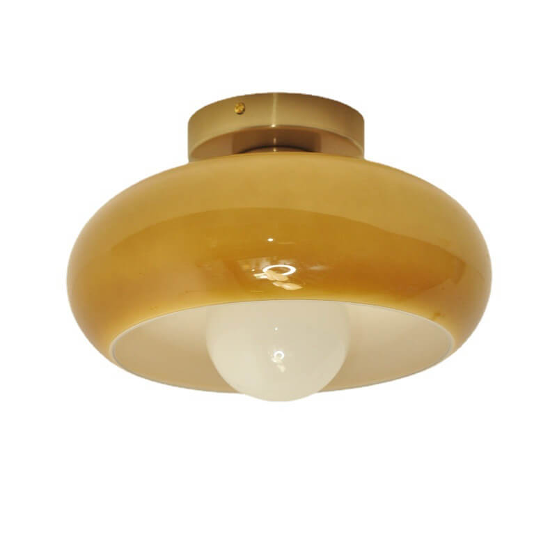 Modern Minimalist Iron Round 1-Light Semi-Flush Mount Ceiling Light