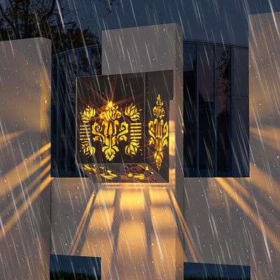 مصباح شمسي خارجي بتصميم مربع مجوف LED لتزيين الفناء والجدار 