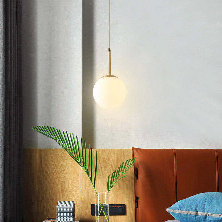 Lustre moderne minimaliste rond en globe tout en cuivre et verre à 1 lumière pour salon 