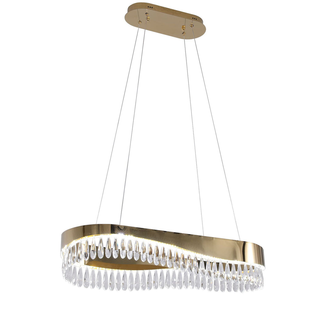 Moderne Luxus Teardrop Edelstahl Kristall LED Kronleuchter Für Wohnzimmer 