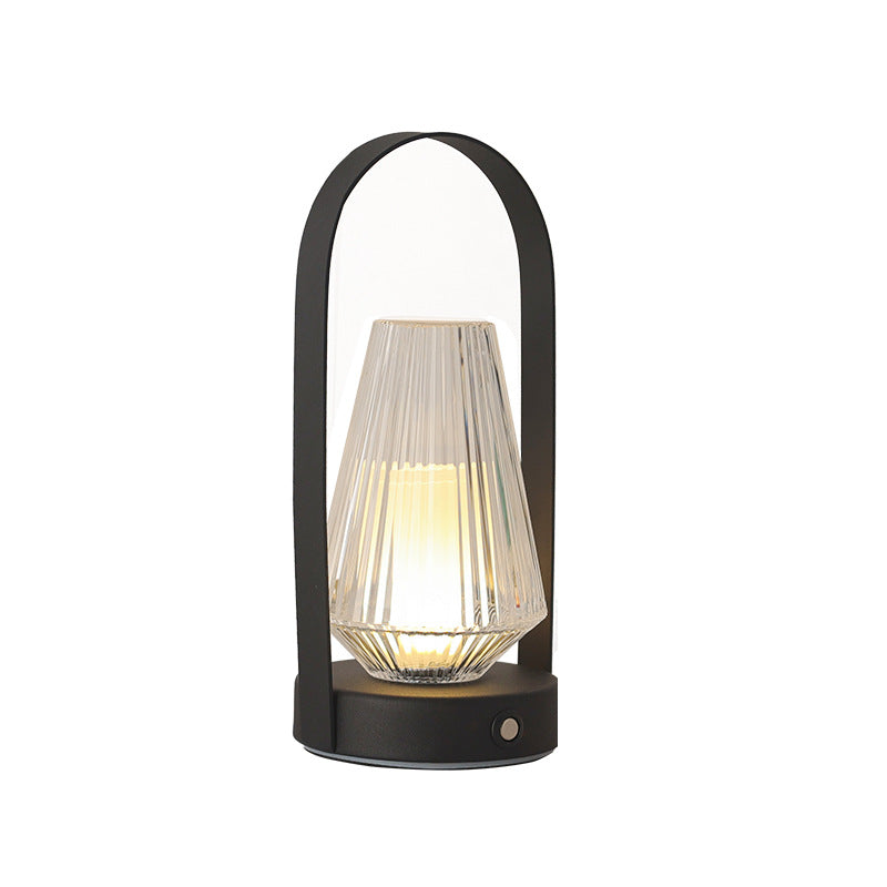Moderne Retro Eisen Acryl Elliptische Konische LED Hängen Wiederaufladbare Tisch Lampe Für 