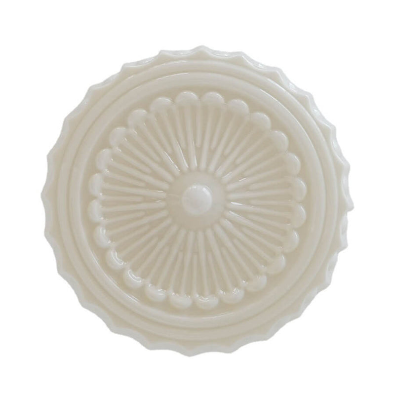 French Vintage White Jade Glass Stripes Round Drum 1-Light Semi-Flush Mount Ceiling Light