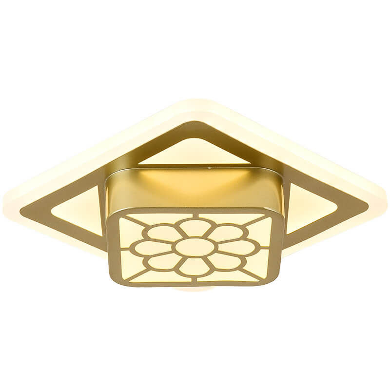 Modern Minimalist Acrylic Iron Floral Square Geometry LED Flush Mount Ceiling Light For Living Room