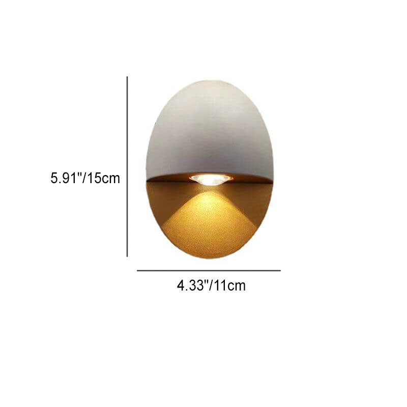مصباح حائط LED خارجي مقاوم للماء من الألومنيوم بشكل بيضاوي بتصميم عصري بسيط للفناء الخارجي 