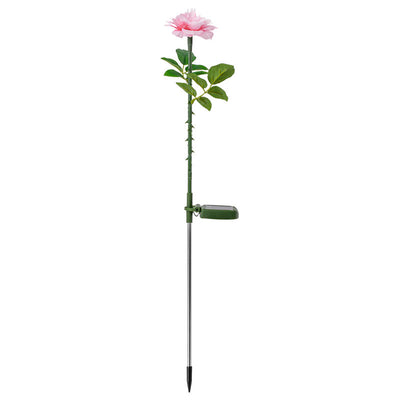 Contemporary Creative Solar Stainless Steel Fabric Rose LED Outdoor Ground Plug Light For Garden