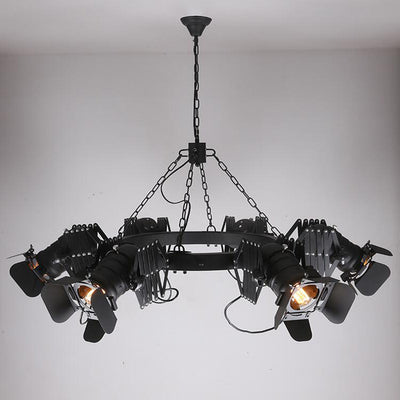 Contemporary Industrial Wrought Iron Round 6-Light Chandelier For Dining Room