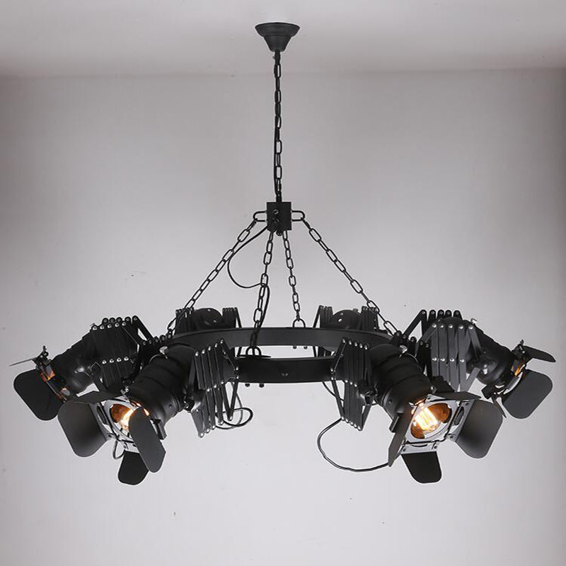 Contemporary Industrial Wrought Iron Round 6-Light Chandelier For Dining Room