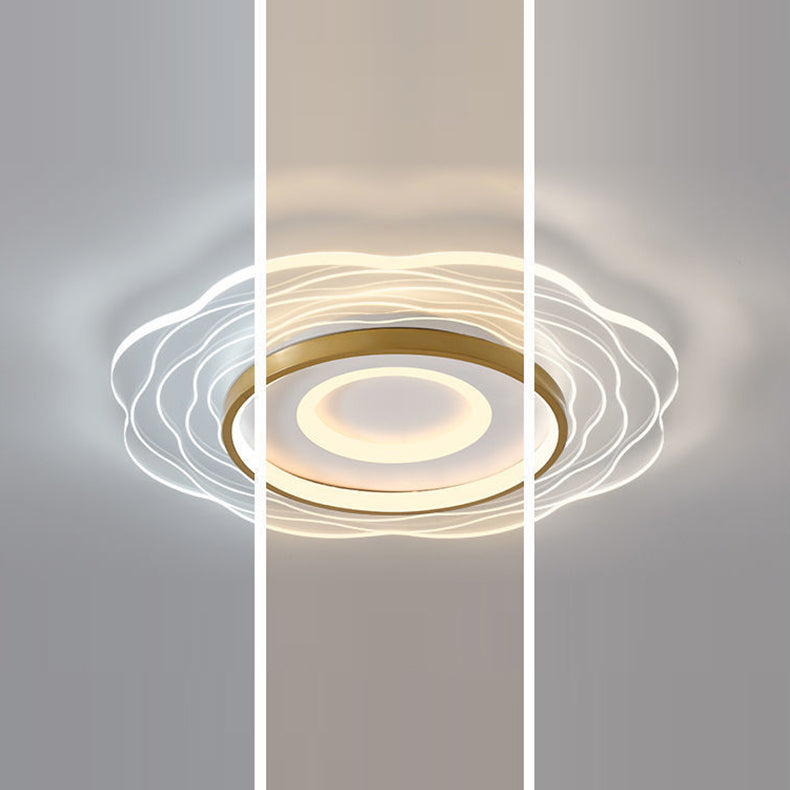 Plafonnier LED en aluminium acrylique minimaliste moderne avec motif floral pour salon 