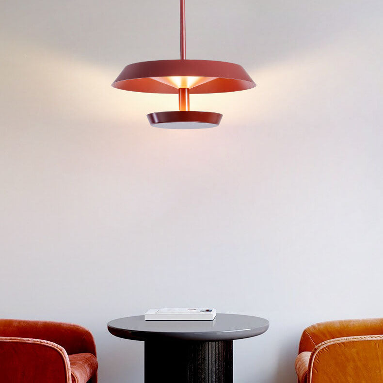 Moderne minimalistische runde fliegende Untertasse aus Aluminium und Acryl LED-Pendelleuchte für das Wohnzimmer 