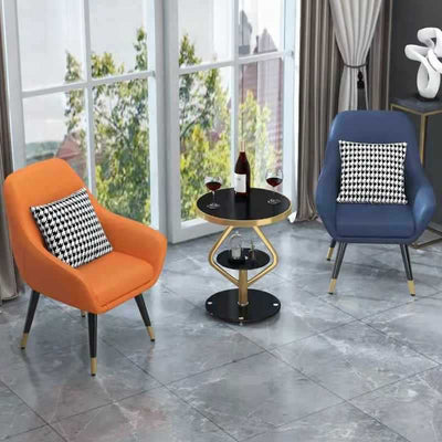 Zeitgenössischer nordischer runder Lutscher-Glas-Edelstahl-Beistelltisch 2-stufig für das Wohnzimmer 