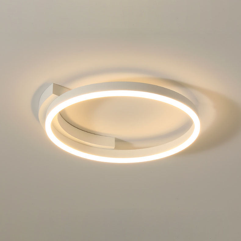 Modern Minimalist Acrylic Shade Aluminum Iron Circle Ring LED Flush Mount Ceiling Light For Living Room