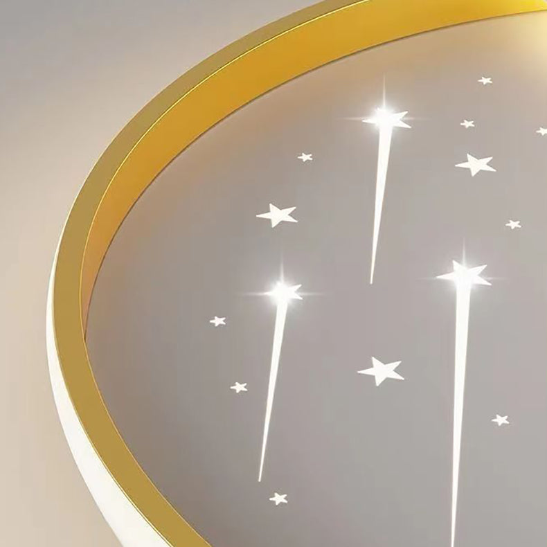 Plafonnier LED en fer météore lune ronde minimaliste moderne pour chambre à coucher 