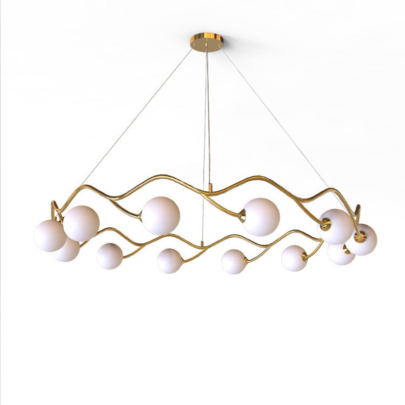 Moderne Nordic Metall Glas Runde Welle Ball Ring 8/10/12 Licht Kronleuchter Für Wohnzimmer 
