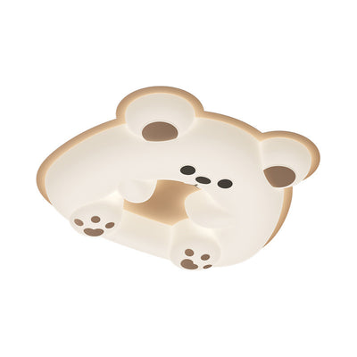 Modern Art Deco Bunny Bear PC Iron LED Flush Mount Ceiling Light For Bedroom
