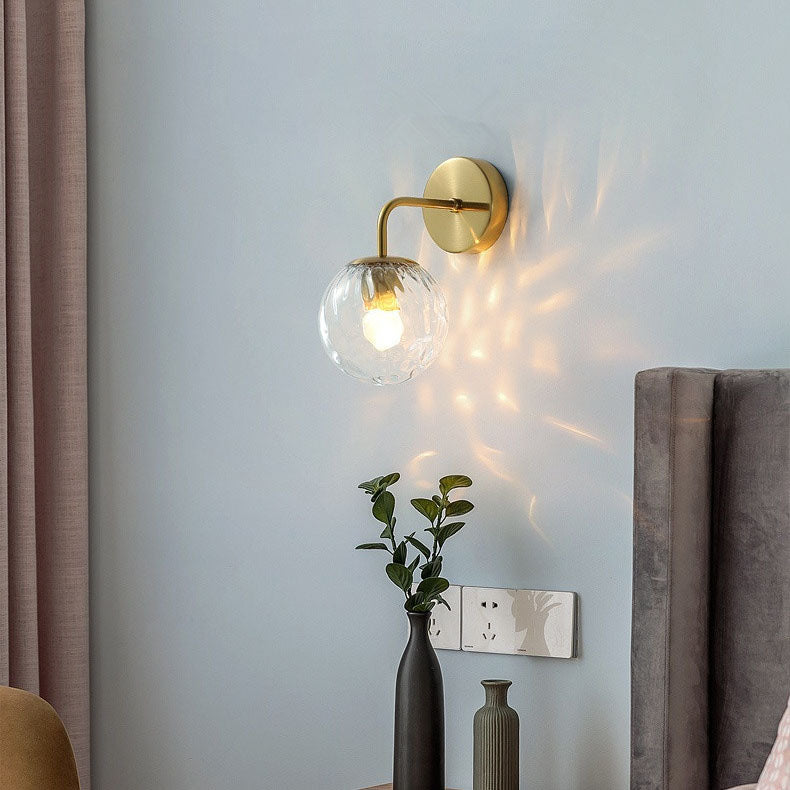 Contemporary Scandinavian Round Ball Iron Glass 1-Light Wall Sconce Lamp For Bedroom