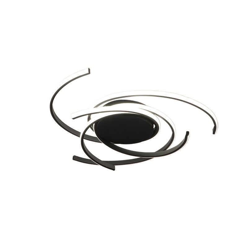 Plafonnier LED à montage affleurant en bande en spirale en aluminium minimaliste moderne pour chambre 