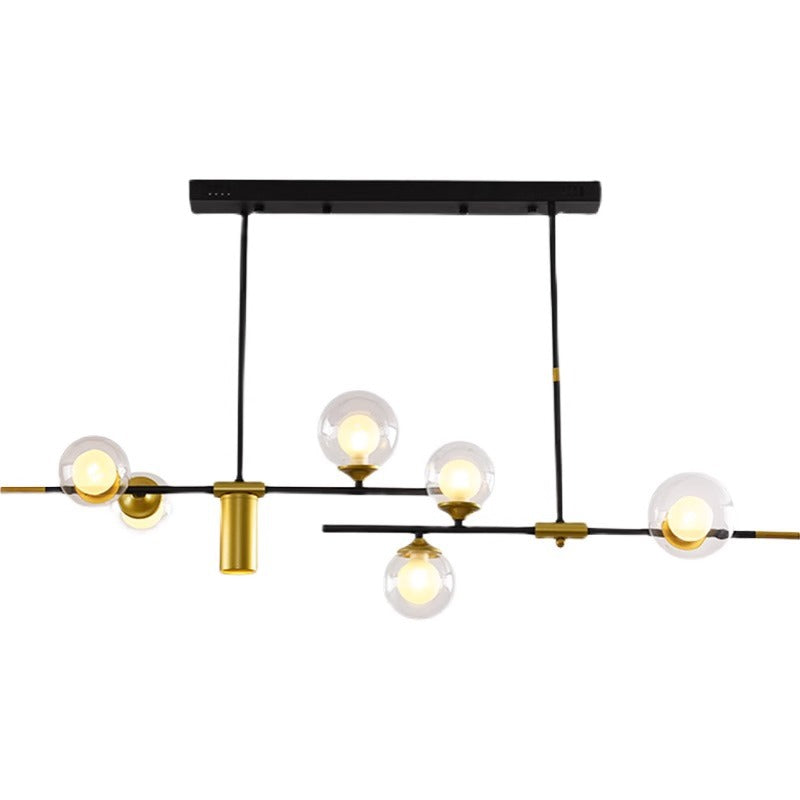 Moderner Mid-Century Eisenglas Magic Bean 7-Licht Inselleuchter Kronleuchter für Esszimmer 