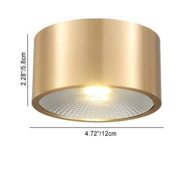 Modern Minimalist Cylinder Brass LED Flush Mount Ceiling Light For Living Room