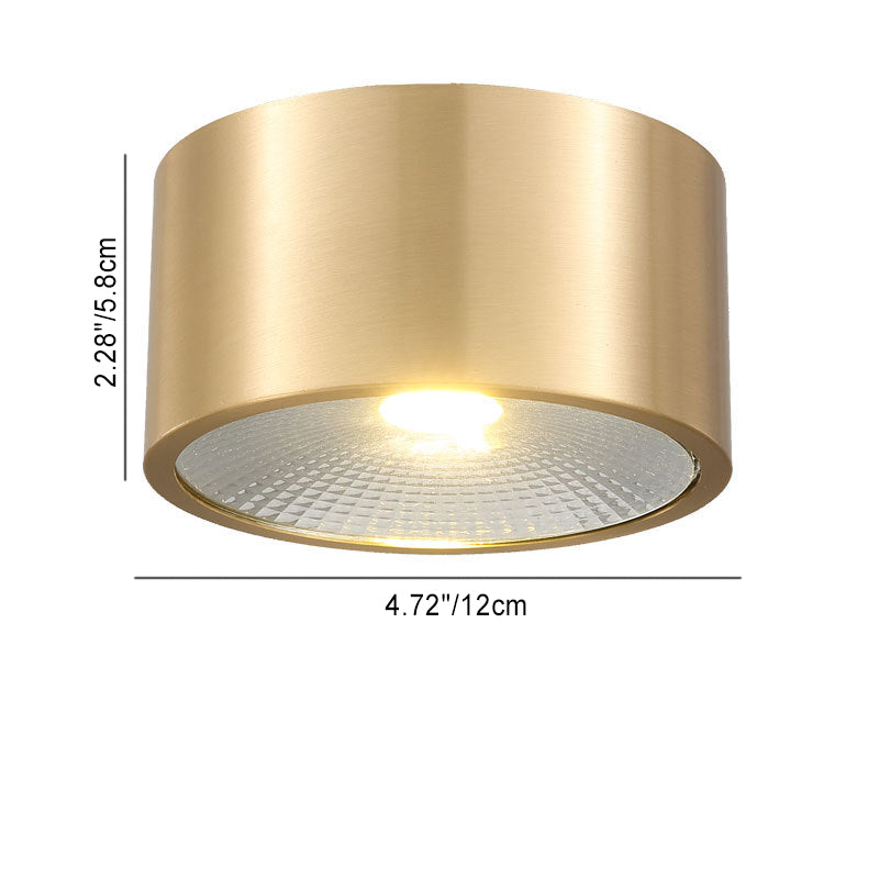 Modern Minimalist Cylinder Brass LED Flush Mount Ceiling Light For Living Room