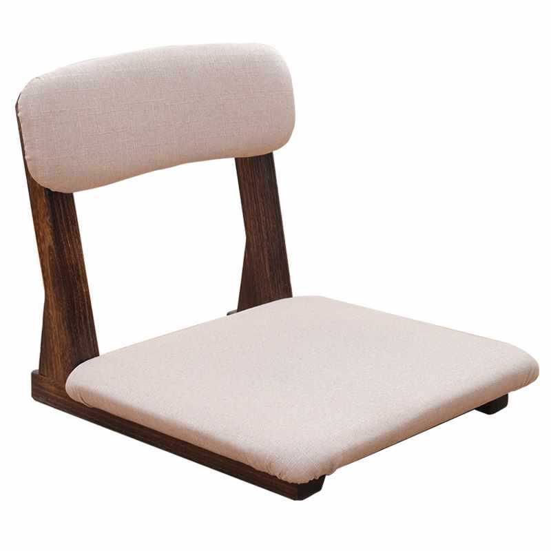 Traditioneller japanischer quadratischer Paulownia-Holz-Baumwoll-Leinenstuhl Tatami-Rückenlehne für den Unterhaltungsraum 
