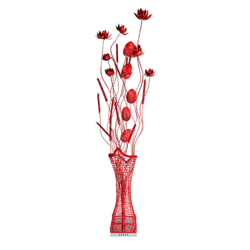 Rustikale romantische handgefertigte Lotusblumen-Cluster-Aluminiumrahmen-LED-Stehlampe 