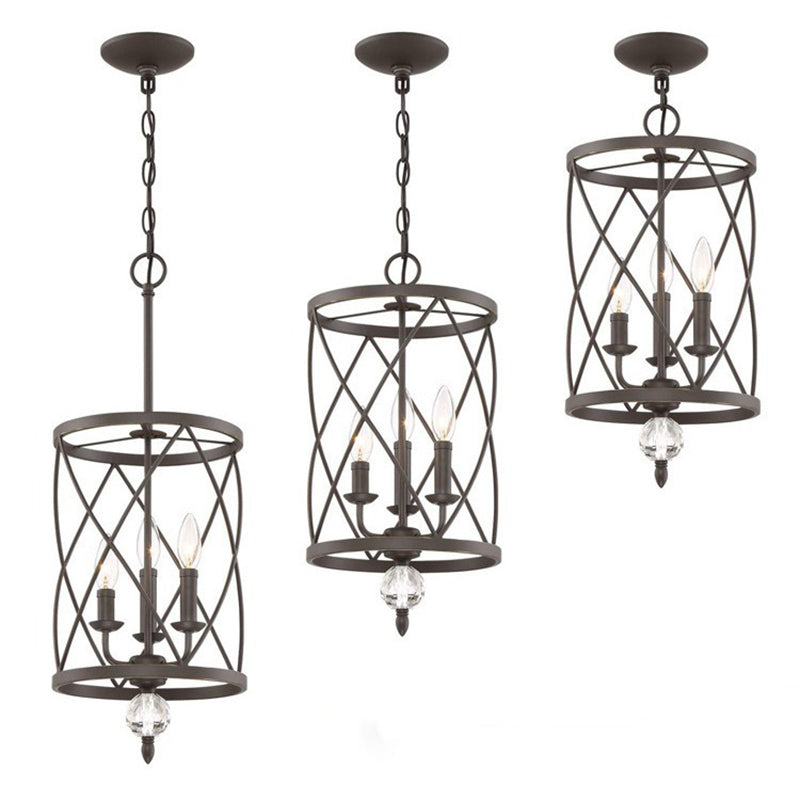 Retro Schmiedeeisen 3-Licht Openwork Säule Kronleuchter 