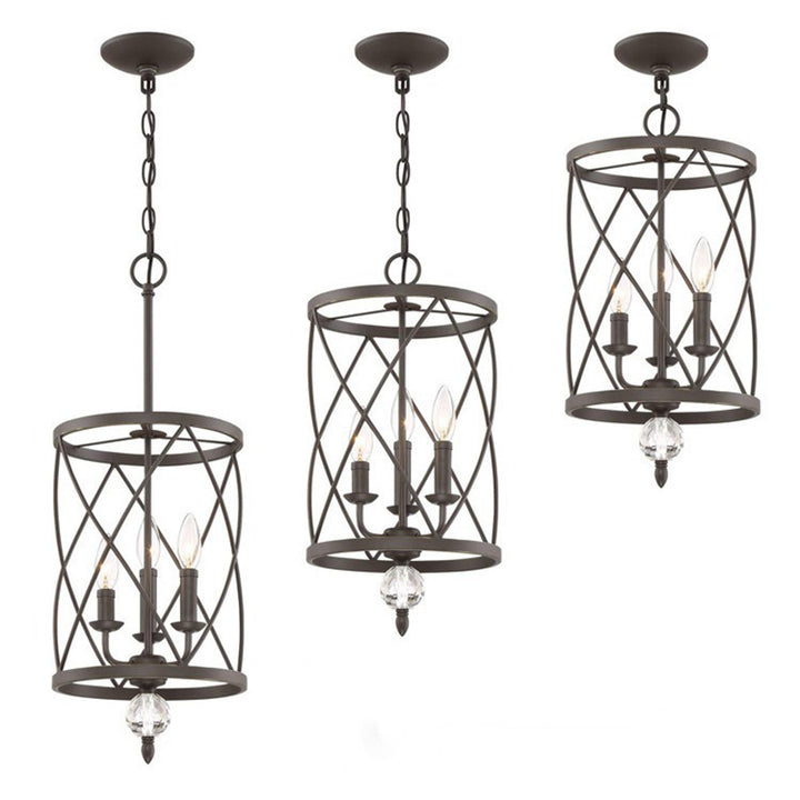 Retro Schmiedeeisen 3-Licht Openwork Säule Kronleuchter 
