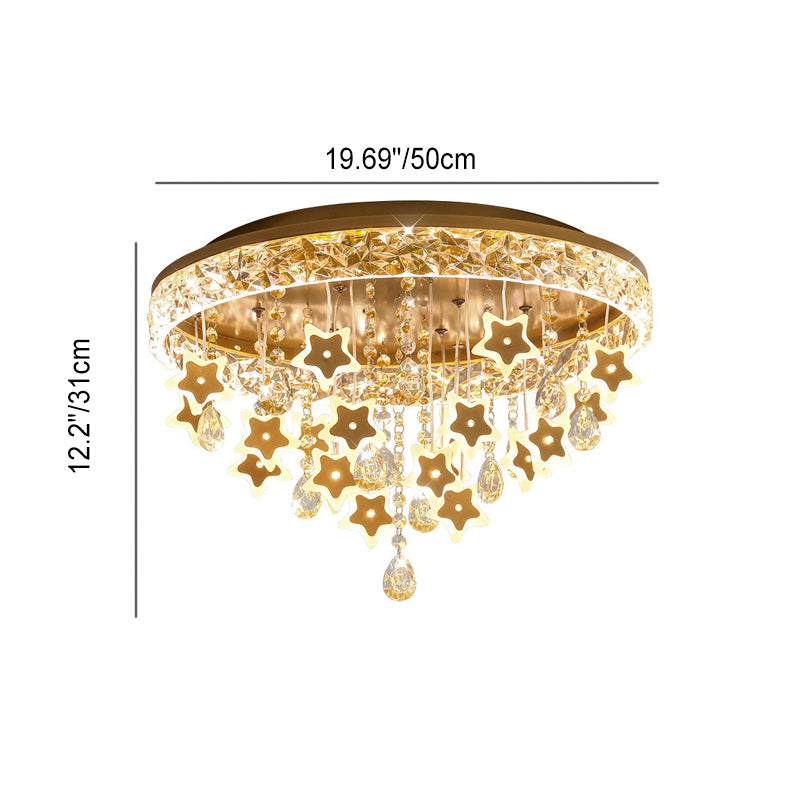 Plafonnier LED moderne nordique pour enfants en fer acrylique cristal rond étoile pour chambre à coucher 