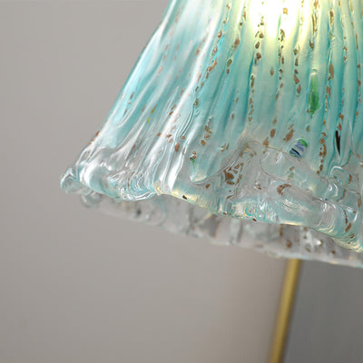 Moderne minimalistische Blume Nussbaum Messing Glas 1-Licht Pendelleuchte 