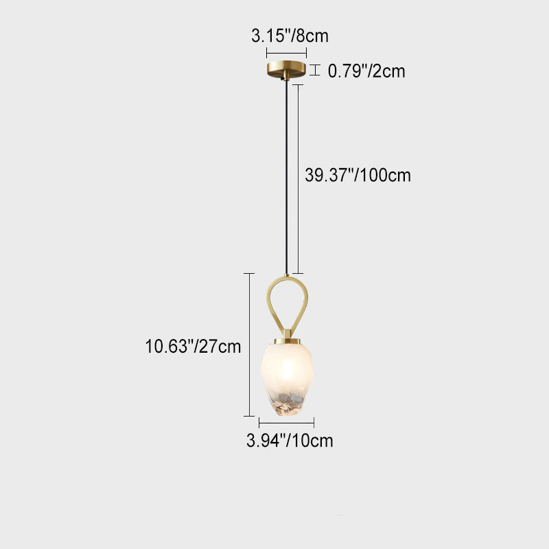 Lámpara colgante moderna minimalista de vidrio irregular cobre de 1 luz para sala de estar 