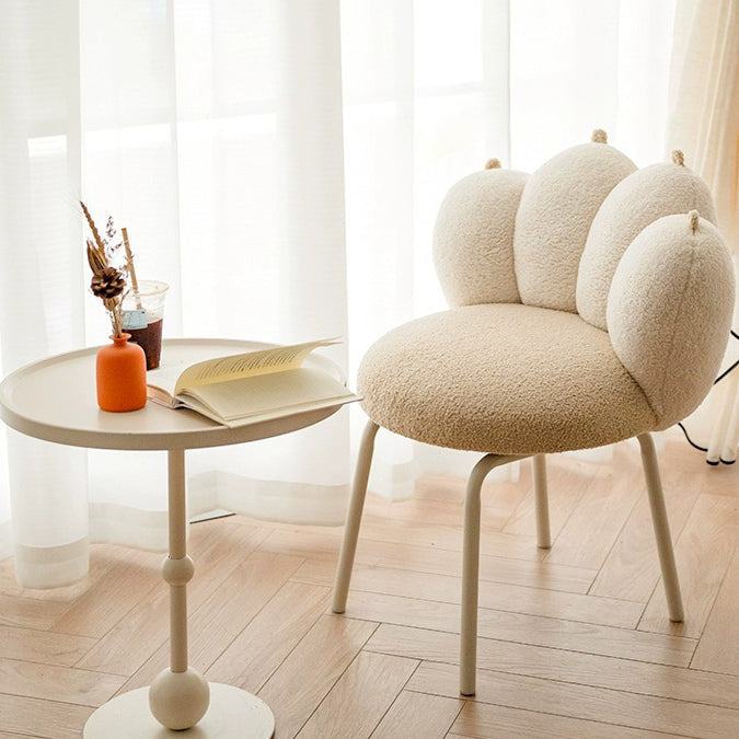 Tabouret de coiffeuse en métal avec dossier en agneau d&