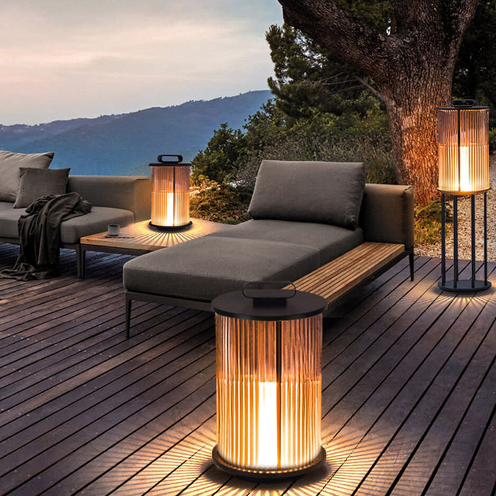 Modern Simplicity Cylinder Glass Steel 1-Light Landscape Light For Outdoor Patio