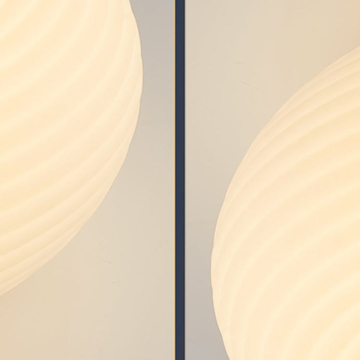 Contemporary Creative Cream PE Horizontal Stripes Round Shade LED Flush Mount Ceiling Light For Bedroom