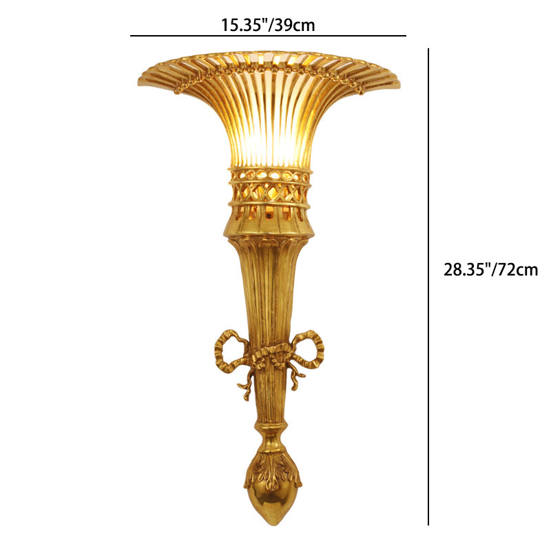 Traditional European Umbrella Shape Half Round Iron 1-Light Wall Sconce Lamp For Living Room