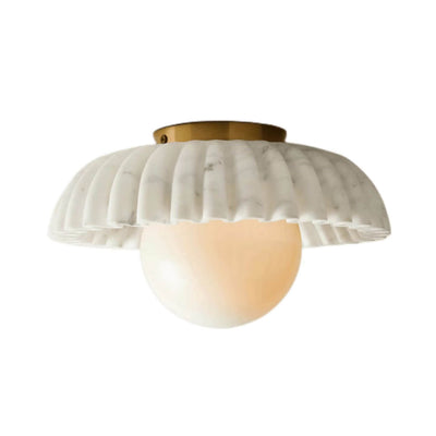 Modern Luxury Imitation Marble Flower-Shaped 1-Light Semi-Flush Mount Ceiling Light