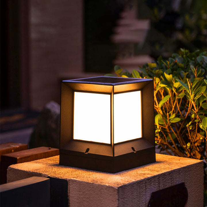 Contemporary Industrial ABS Square Acrylic 1-Light Solar Waterproof Landscape Light For Outdoor Patio