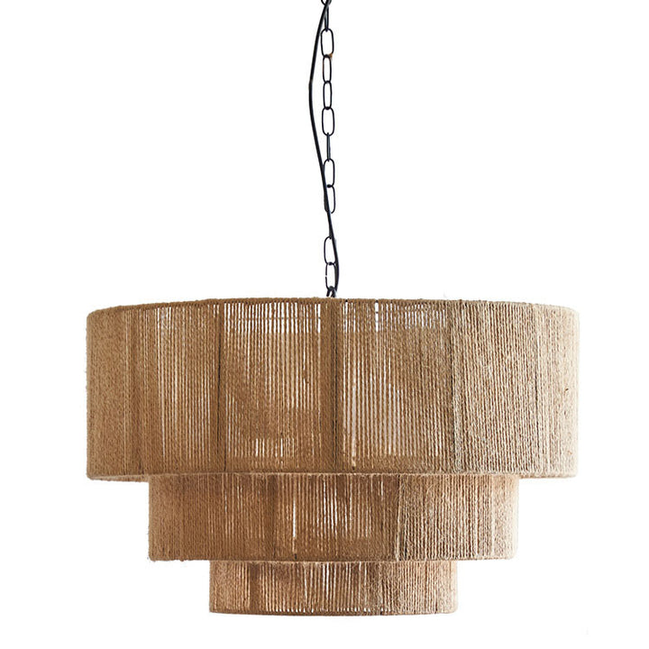 Zeitgenössische Boho Eisen Kordel Runde 3-Licht Pendelleuchte Für Esszimmer 